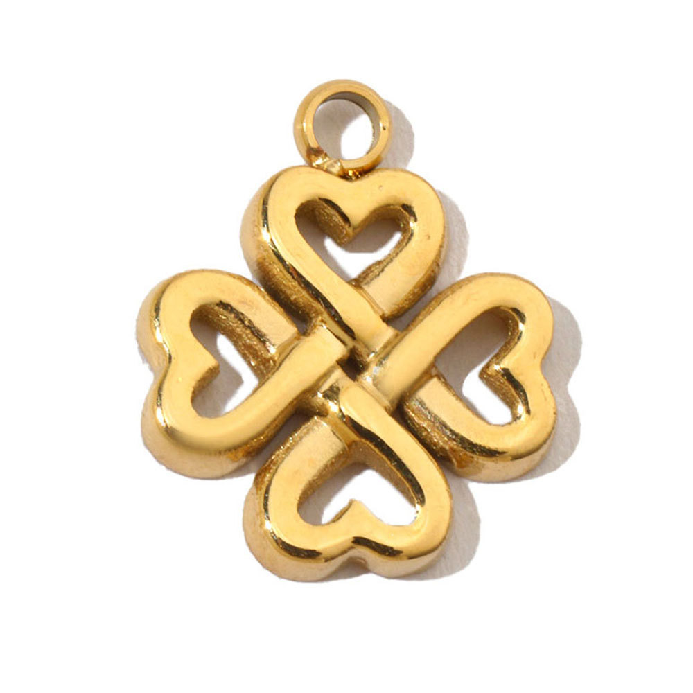 6pcs/pack French Enamel Heart Stainless Steel Bracelet DIY Charms Women Clover Flower Necklace Pendant Angel Cherry Jewelry