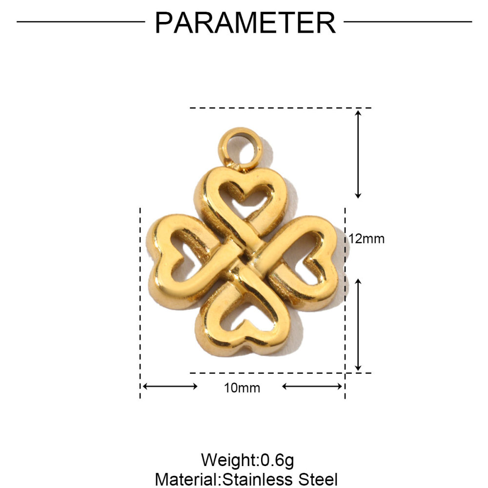 6pcs/pack French Enamel Heart Stainless Steel Bracelet DIY Charms Women Clover Flower Necklace Pendant Angel Cherry Jewelry