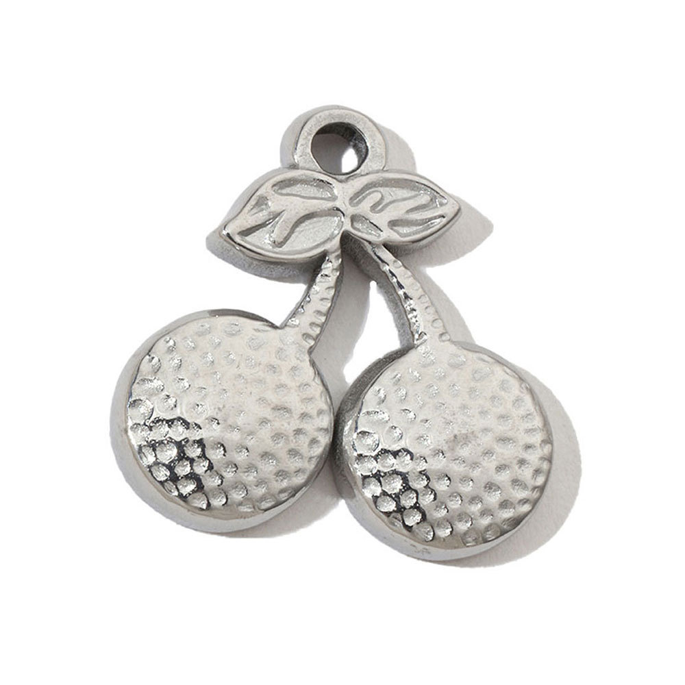 6pcs/pack French Enamel Heart Stainless Steel Bracelet DIY Charms Women Clover Flower Necklace Pendant Angel Cherry Jewelry