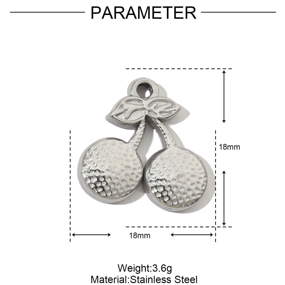 6pcs/pack French Enamel Heart Stainless Steel Bracelet DIY Charms Women Clover Flower Necklace Pendant Angel Cherry Jewelry