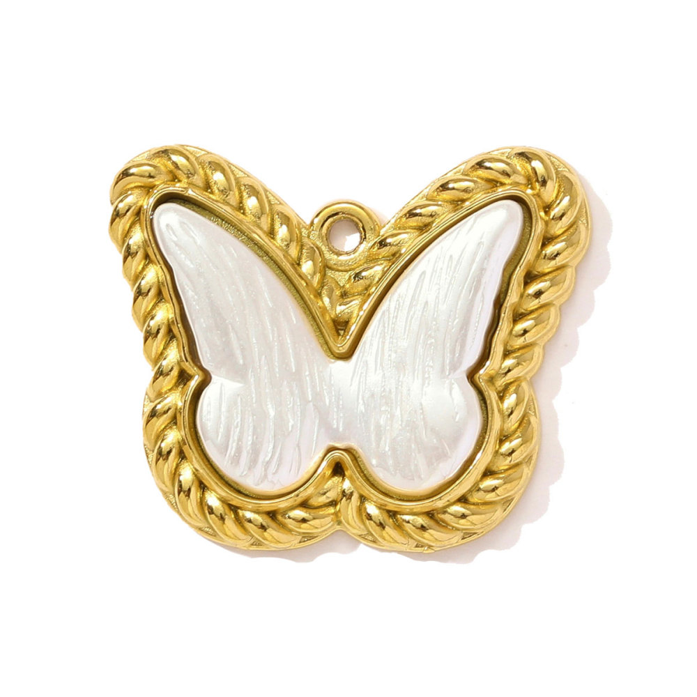 6pcs/pack Stainless Steel Pearl Geometric Round Necklace Pendant Star Flower DIY Earring Charm Women Butterfly Tail Jewelry