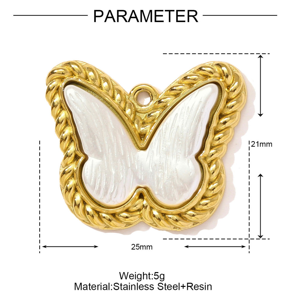 6pcs/pack Stainless Steel Pearl Geometric Round Necklace Pendant Star Flower DIY Earring Charm Women Butterfly Tail Jewelry