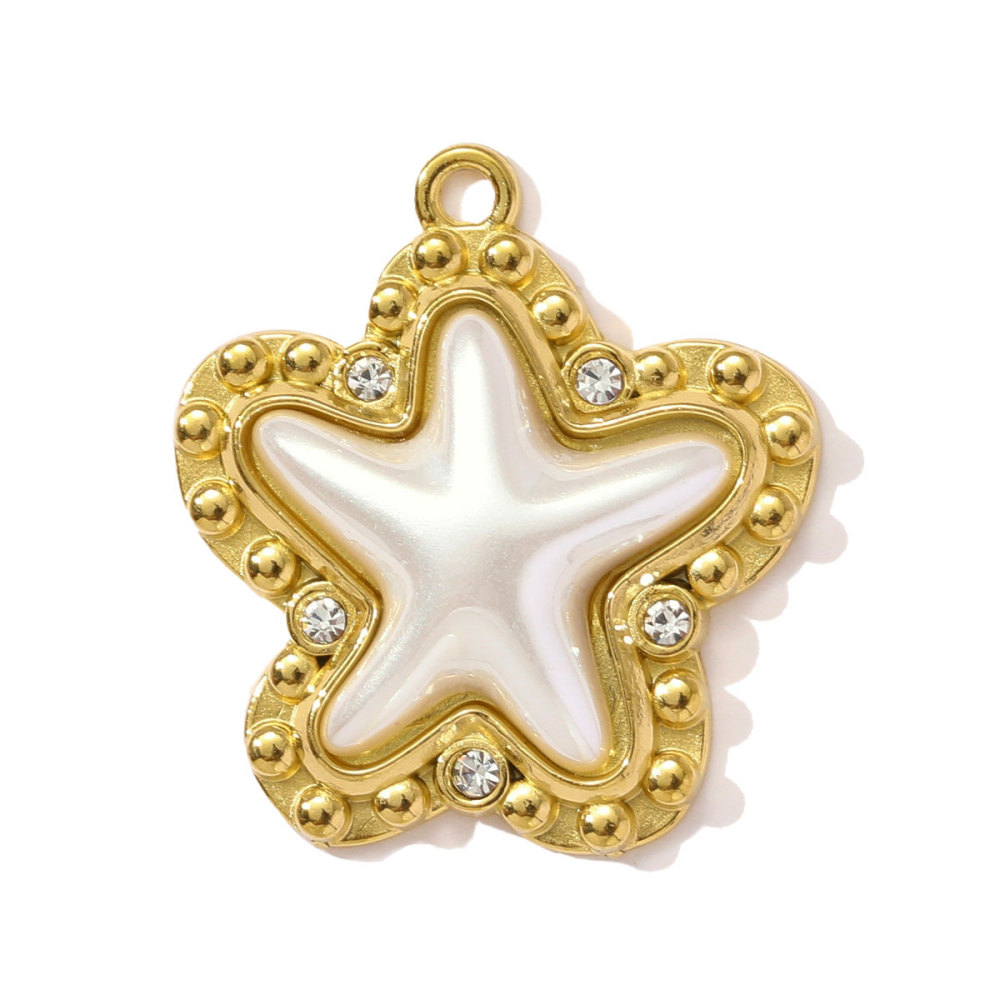6pcs/pack Stainless Steel Pearl Geometric Round Necklace Pendant Star Flower DIY Earring Charm Women Butterfly Tail Jewelry