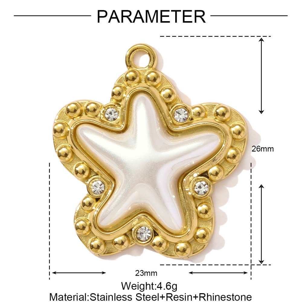 6pcs/pack Stainless Steel Pearl Geometric Round Necklace Pendant Star Flower DIY Earring Charm Women Butterfly Tail Jewelry