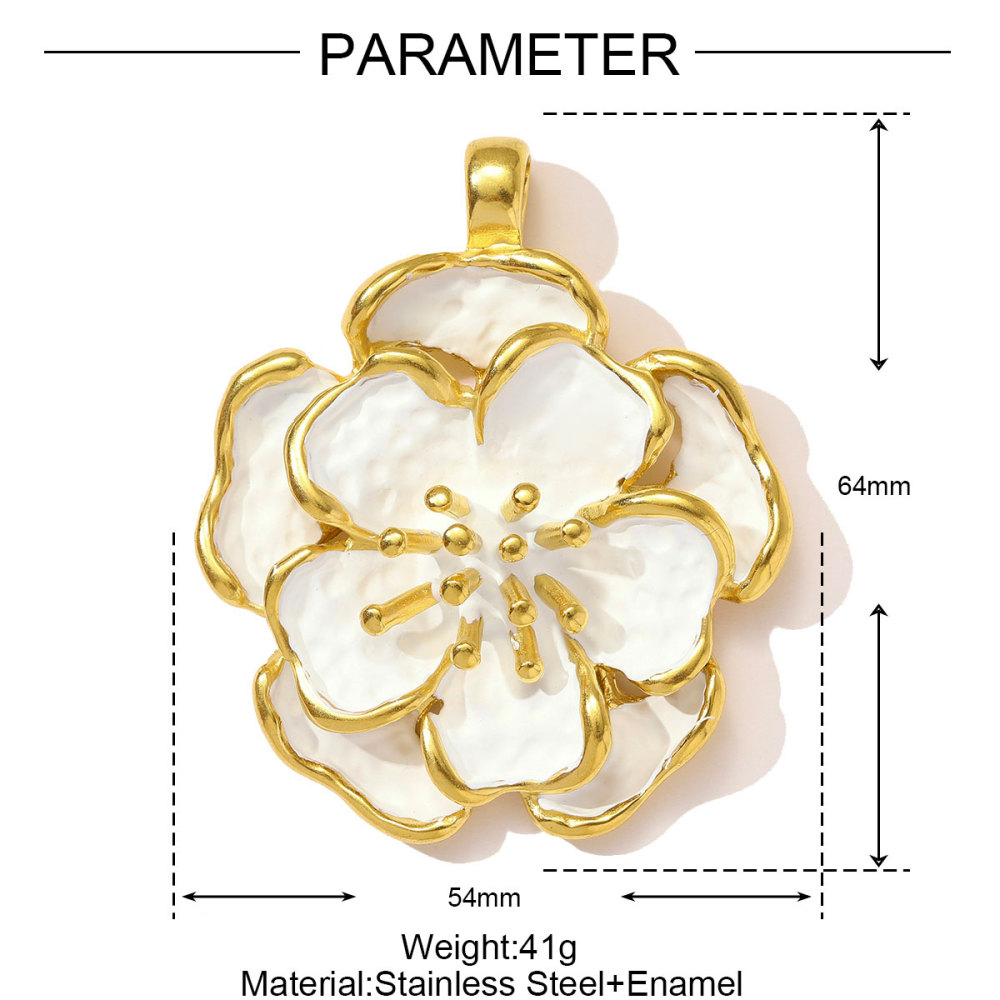 6pcs/pack French Retro Stainless Steel Enamel Flower Necklace Pendant Peony Earring Charms Women DIY Jewelry Wholesale