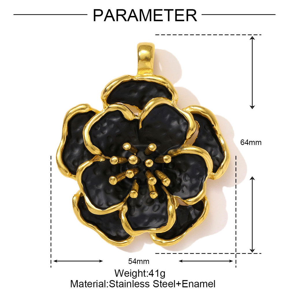 6pcs/pack French Retro Stainless Steel Enamel Flower Necklace Pendant Peony Earring Charms Women DIY Jewelry Wholesale
