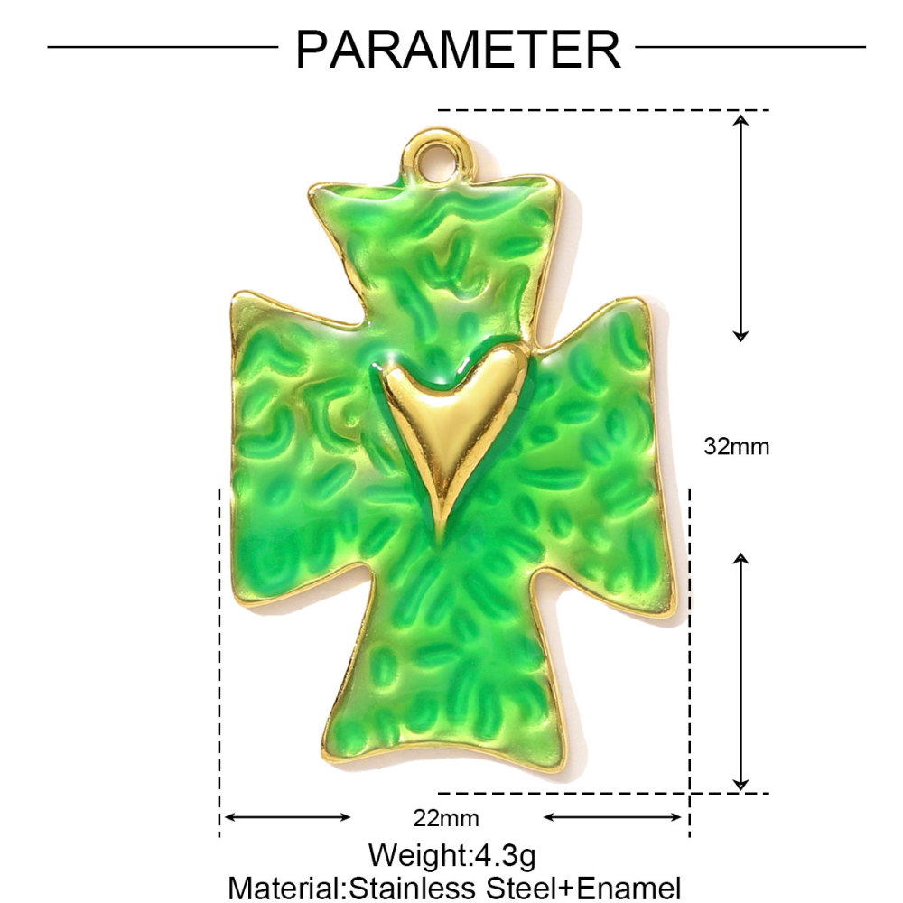 6pcs/pack Stainless Steel Enamel Love Heart Necklace Pendant Dopamine Cross Windmill DIY Earring Charm Women Monstera Leaf Jewelry