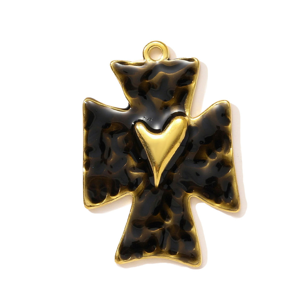 6pcs/pack Stainless Steel Enamel Love Heart Necklace Pendant Dopamine Cross Windmill DIY Earring Charm Women Monstera Leaf Jewelry