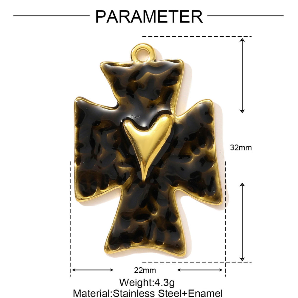 6pcs/pack Stainless Steel Enamel Love Heart Necklace Pendant Dopamine Cross Windmill DIY Earring Charm Women Monstera Leaf Jewelry