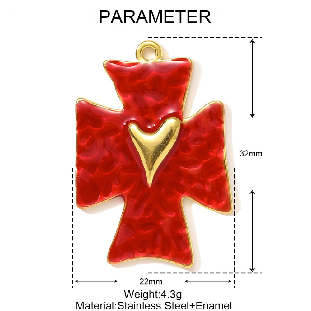 6pcs/pack Stainless Steel Enamel Love Heart Necklace Pendant Dopamine Cross Windmill DIY Earring Charm Women Monstera Leaf Jewelry