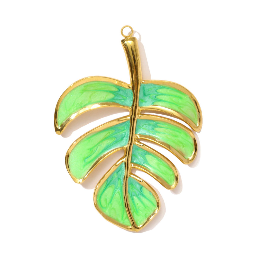 6pcs/pack Stainless Steel Enamel Love Heart Necklace Pendant Dopamine Cross Windmill DIY Earring Charm Women Monstera Leaf Jewelry