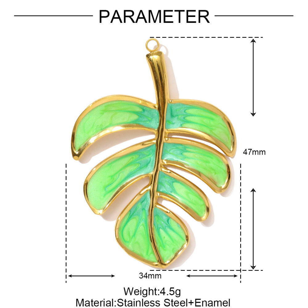 6pcs/pack Stainless Steel Enamel Love Heart Necklace Pendant Dopamine Cross Windmill DIY Earring Charm Women Monstera Leaf Jewelry