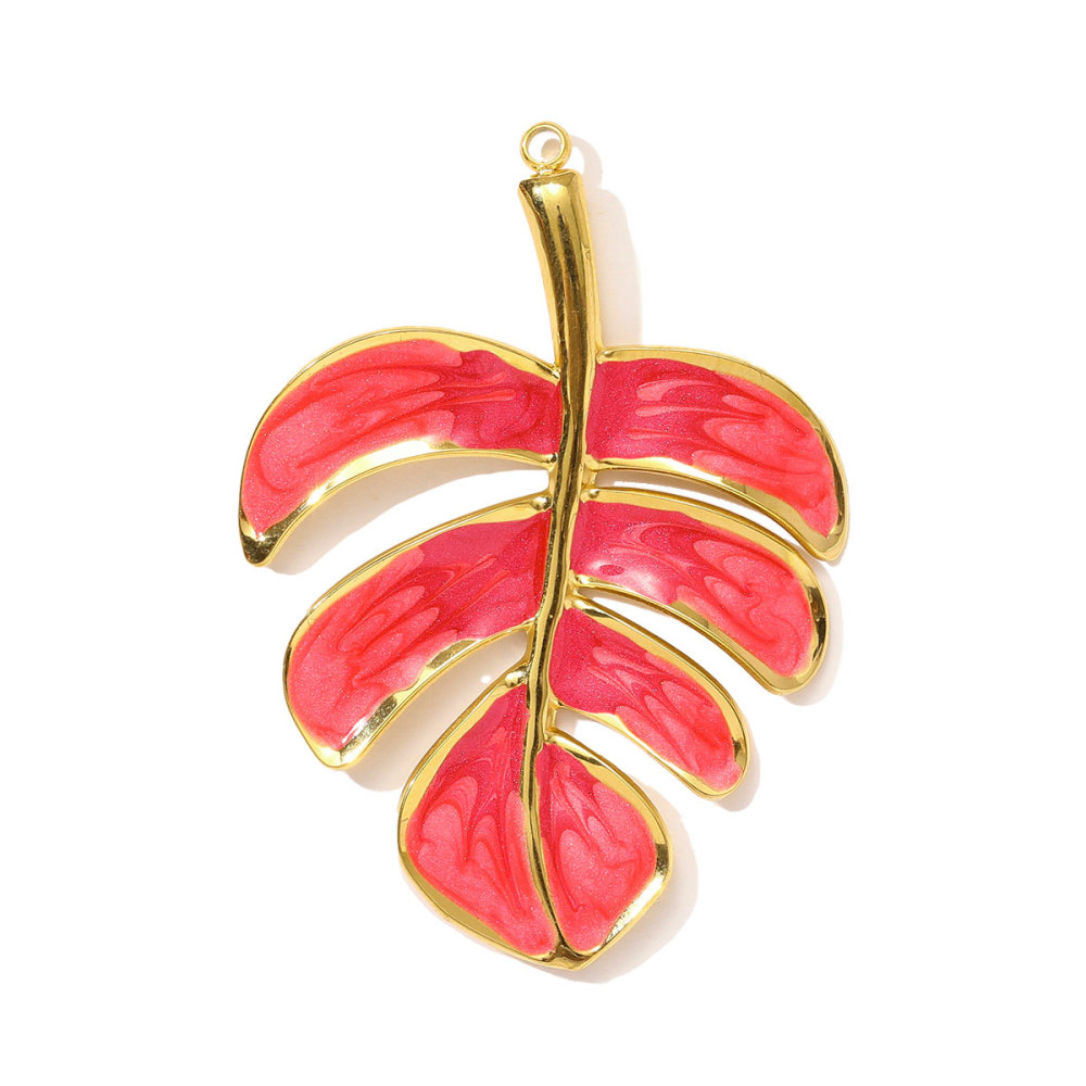 6pcs/pack Stainless Steel Enamel Love Heart Necklace Pendant Dopamine Cross Windmill DIY Earring Charm Women Monstera Leaf Jewelry