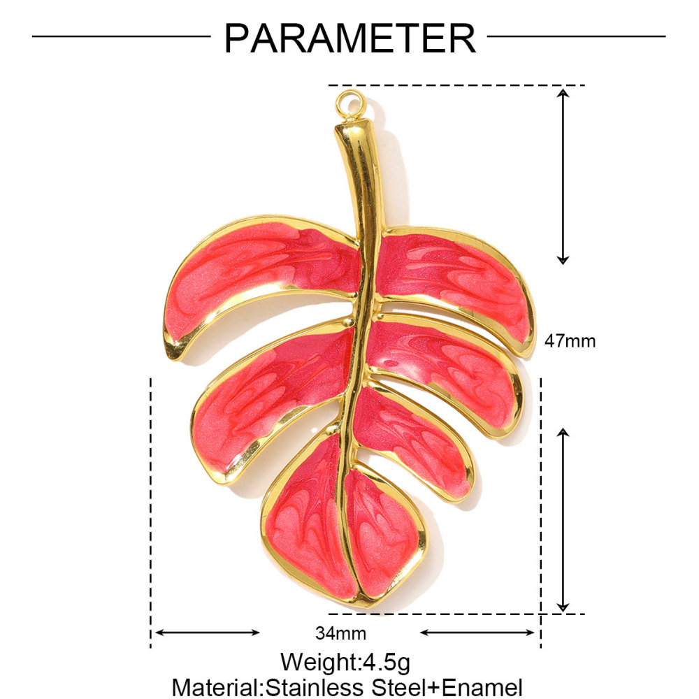 6pcs/pack Stainless Steel Enamel Love Heart Necklace Pendant Dopamine Cross Windmill DIY Earring Charm Women Monstera Leaf Jewelry