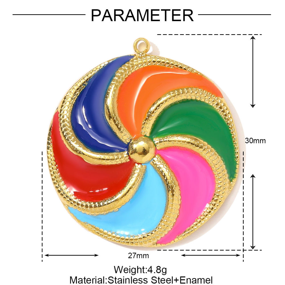 6pcs/pack Stainless Steel Enamel Love Heart Necklace Pendant Dopamine Cross Windmill DIY Earring Charm Women Monstera Leaf Jewelry