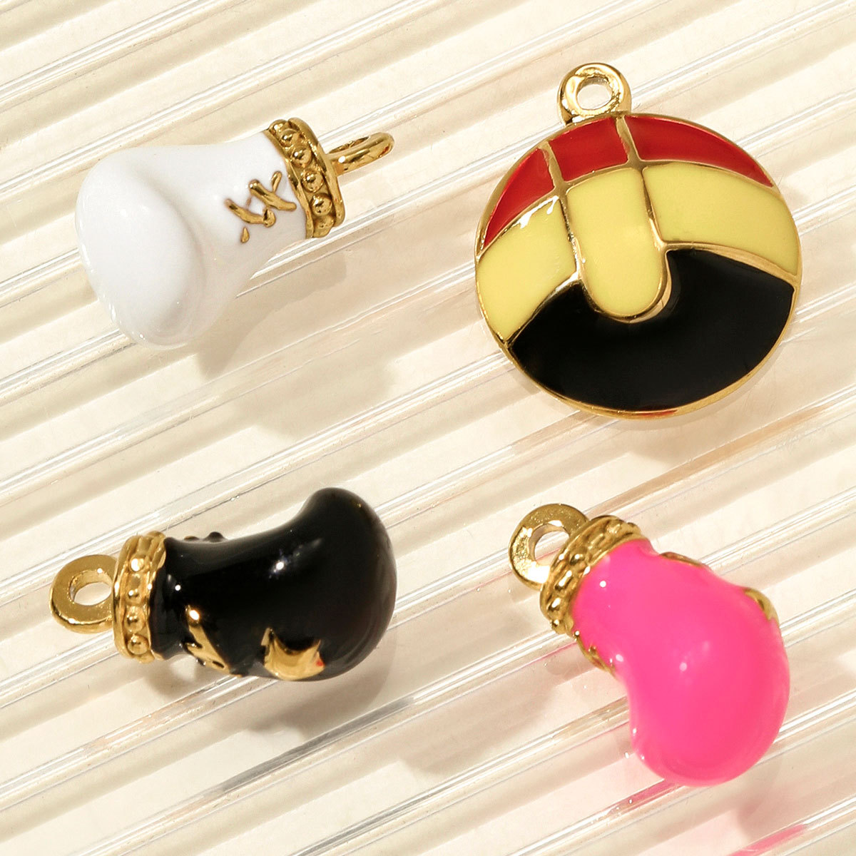 6pcs/pack Wholesale Stainless Steel Enamel Boxing Glove DIY Bracelet Charms Brazilian Football Necklace Pendant Sports Jewelry