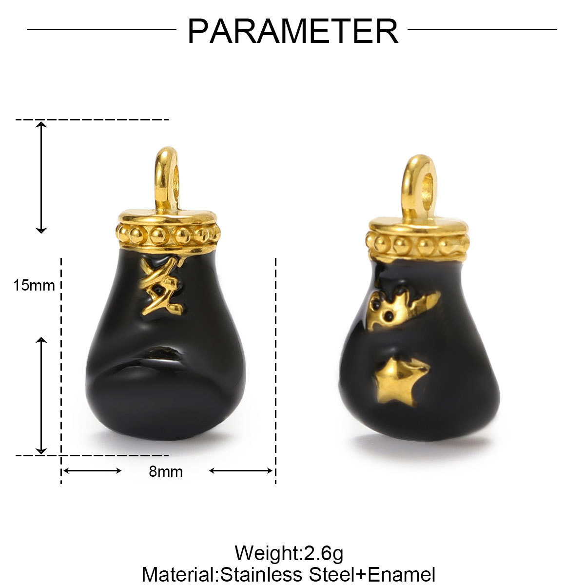 6pcs/pack Wholesale Stainless Steel Enamel Boxing Glove DIY Bracelet Charms Brazilian Football Necklace Pendant Sports Jewelry
