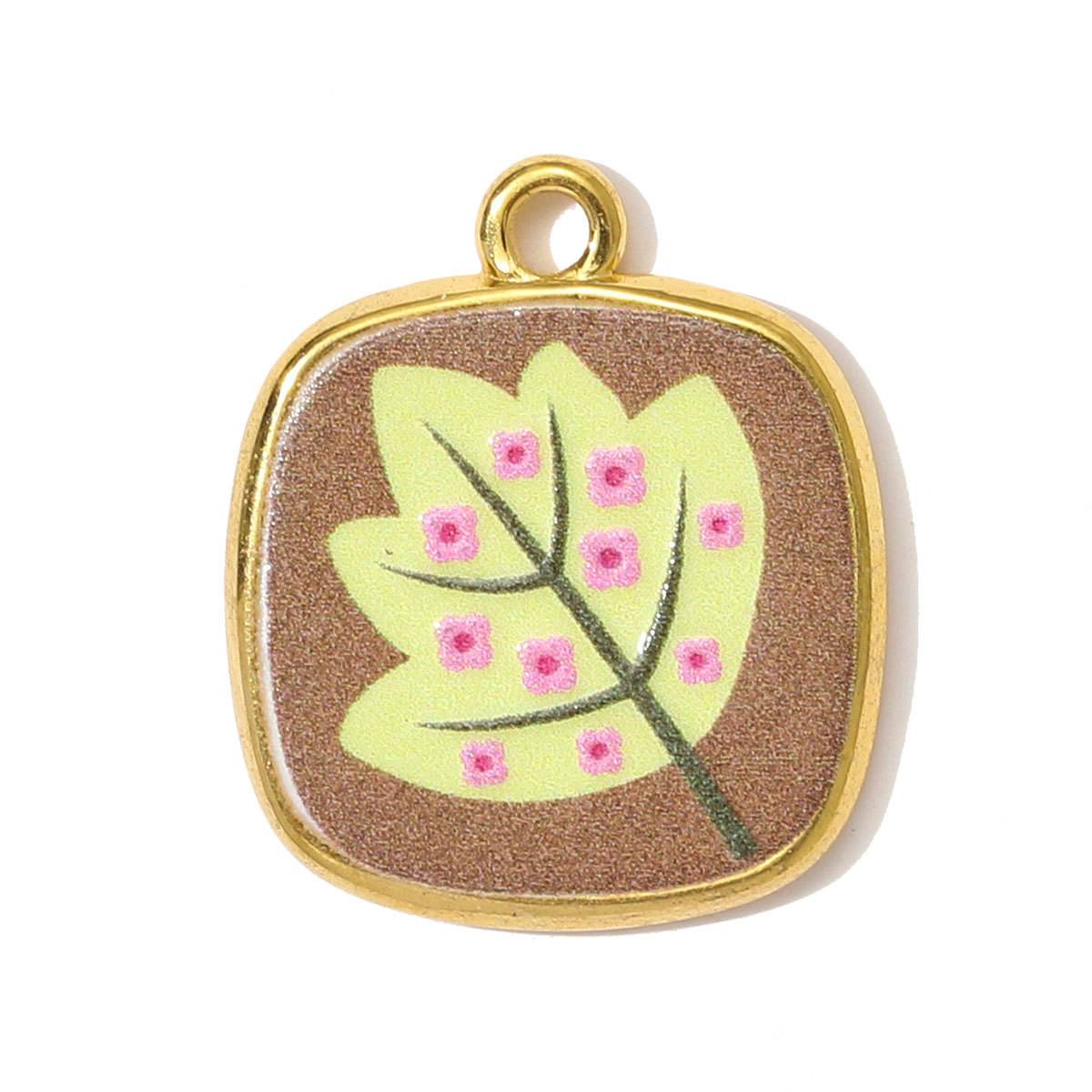 6pcs/pack Stainless Steel Bird Butterfly Painting Necklace Pendant Enamel Mushroom Cherry DIY Charm Women Star Moon Jewelry