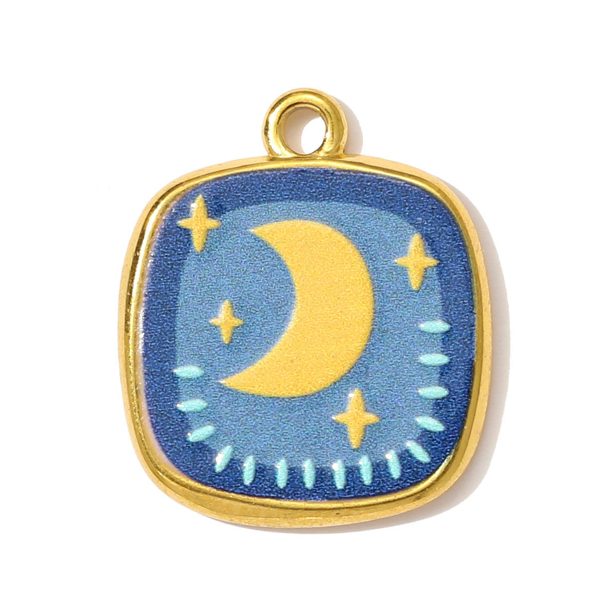 6pcs/pack Stainless Steel Bird Butterfly Painting Necklace Pendant Enamel Mushroom Cherry DIY Charm Women Star Moon Jewelry