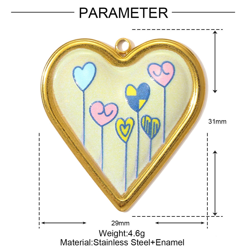 6pcs/pack Oil Painting Style Stainless Steel Heart Balloon Necklace Pendant Enamel Dove Butterfly DIY Charm Women Flower Jewelry