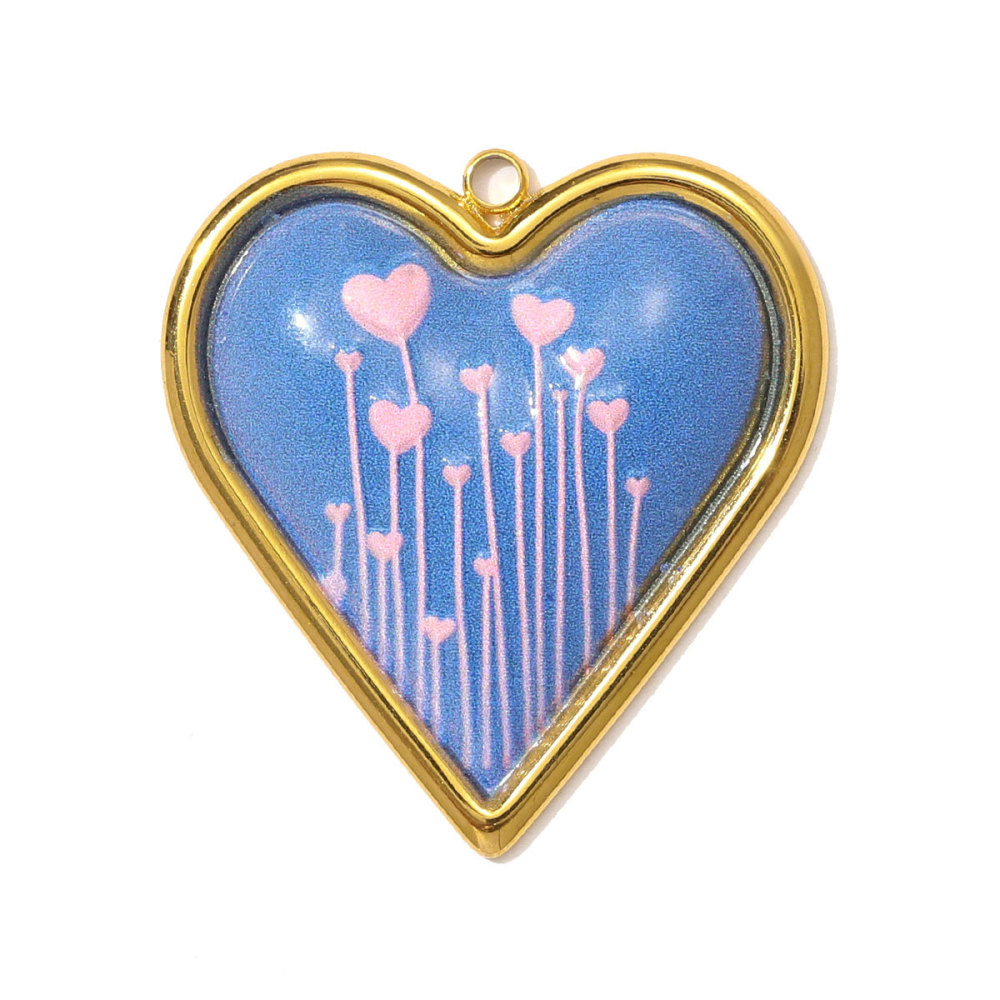 6pcs/pack Oil Painting Style Stainless Steel Heart Balloon Necklace Pendant Enamel Dove Butterfly DIY Charm Women Flower Jewelry