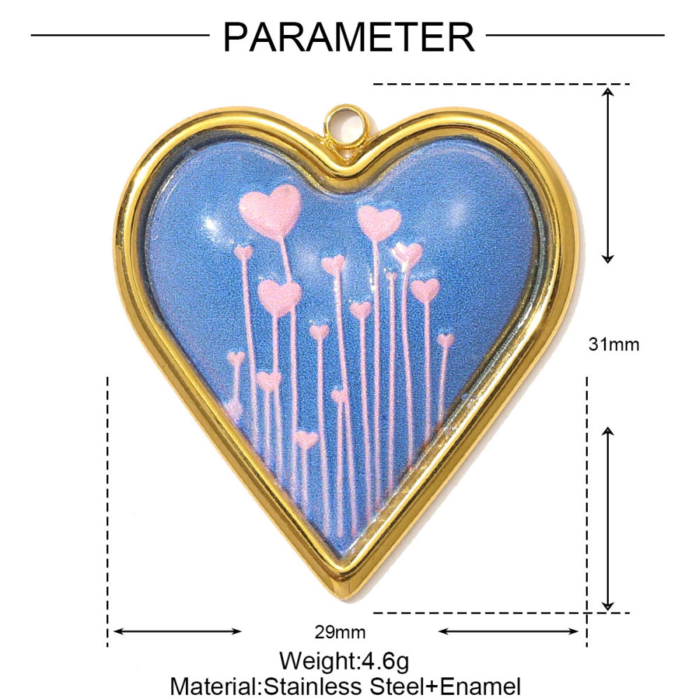 6pcs/pack Oil Painting Style Stainless Steel Heart Balloon Necklace Pendant Enamel Dove Butterfly DIY Charm Women Flower Jewelry