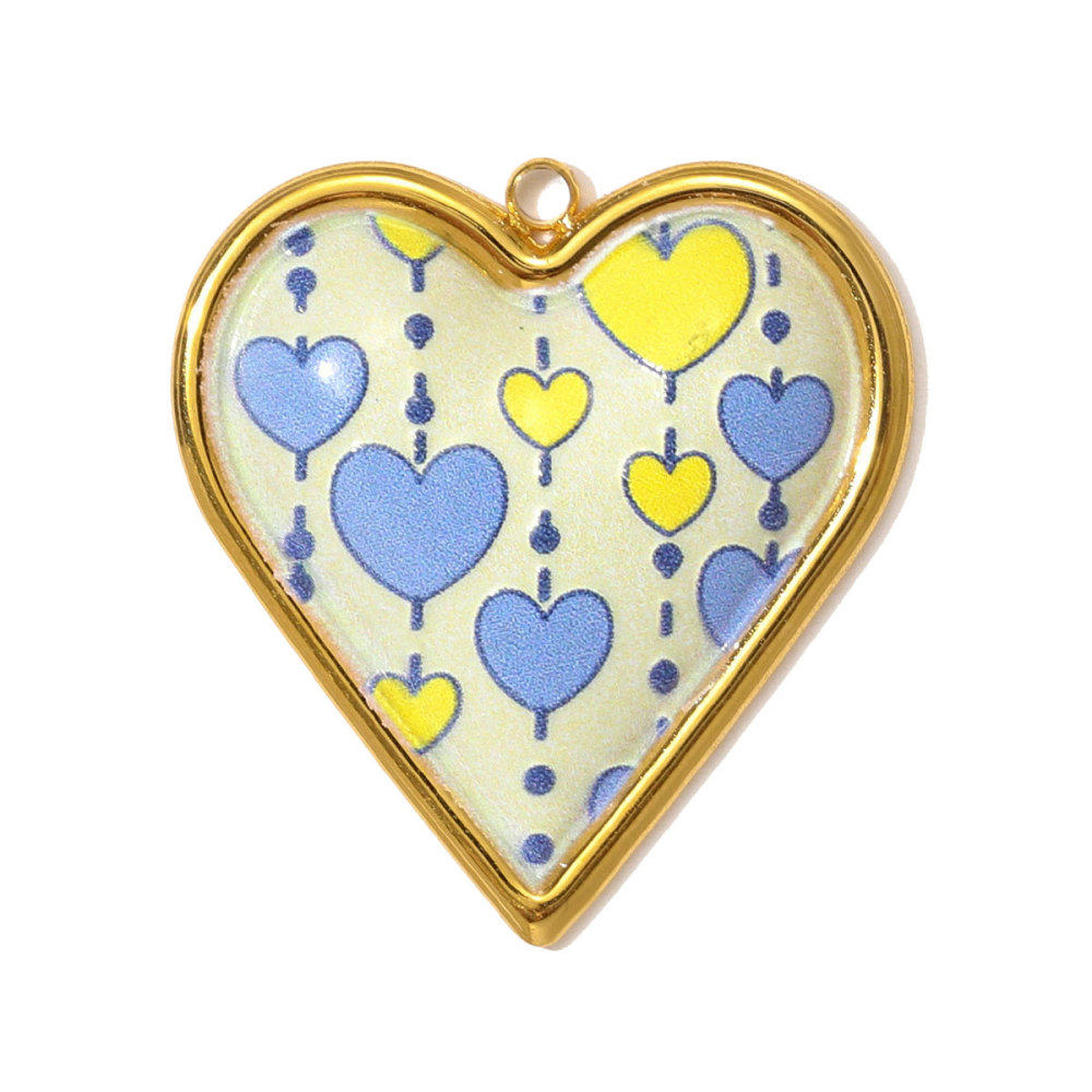 6pcs/pack Oil Painting Style Stainless Steel Heart Balloon Necklace Pendant Enamel Dove Butterfly DIY Charm Women Flower Jewelry