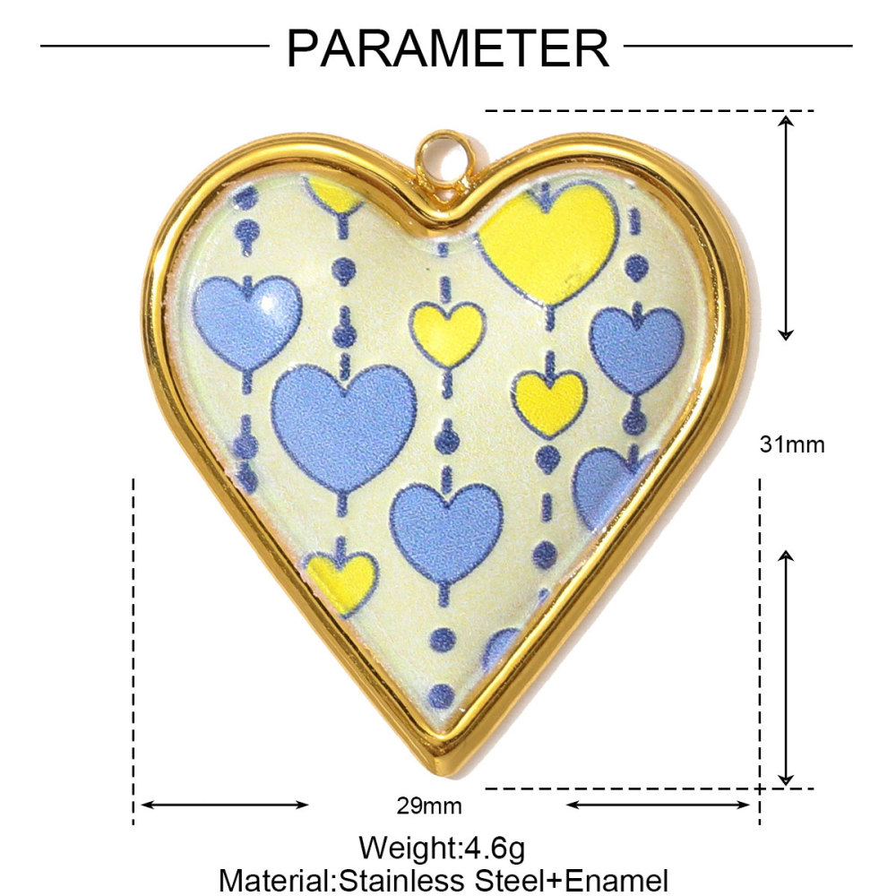 6pcs/pack Oil Painting Style Stainless Steel Heart Balloon Necklace Pendant Enamel Dove Butterfly DIY Charm Women Flower Jewelry