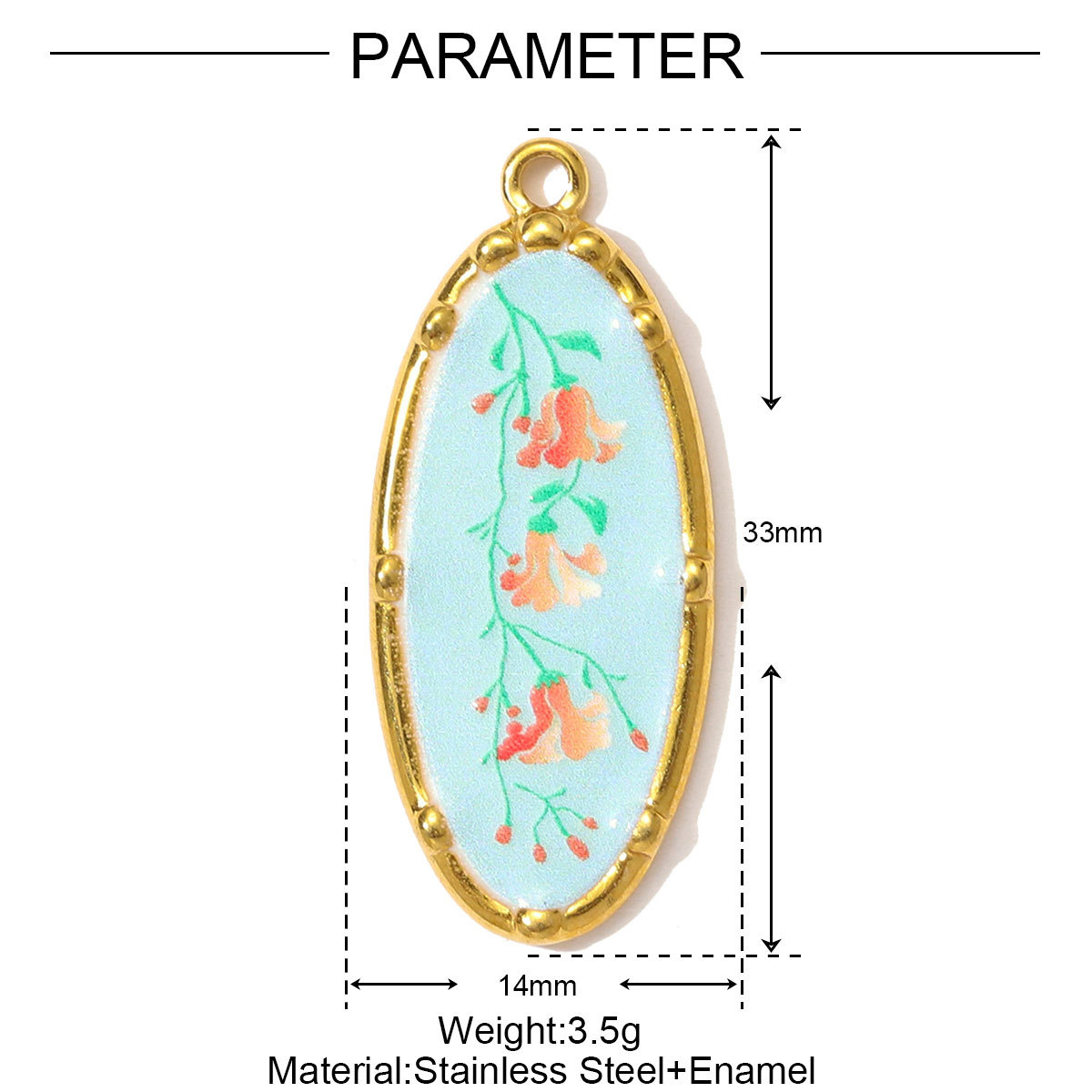6pcs/pack Oil Painting Style Stainless Steel Balsam Oval Necklace Pendant Enamel Pruple Lavender DIY Charm Women Flower Jewelry