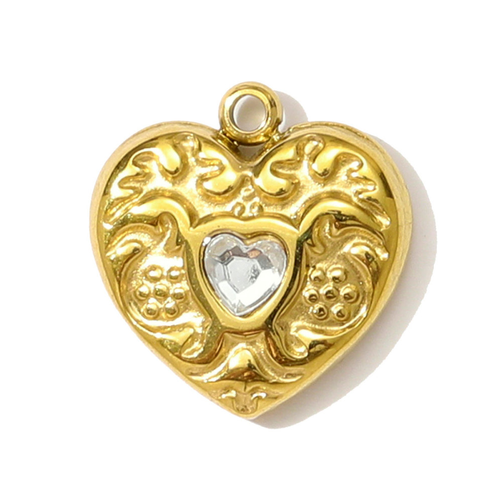 6pcs/pack Retro Stainless Steel Rhinestone Heart Clover Necklace Pendant Sailboat Shell DIY Earring Charm Women Pearl Star Jewelry
