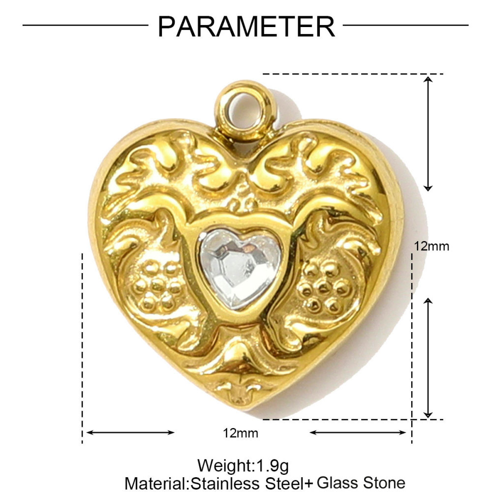 6pcs/pack Retro Stainless Steel Rhinestone Heart Clover Necklace Pendant Sailboat Shell DIY Earring Charm Women Pearl Star Jewelry