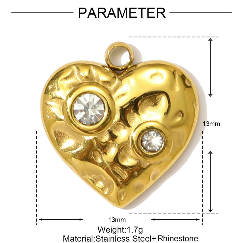 6pcs/pack Retro Stainless Steel Rhinestone Heart Clover Necklace Pendant Sailboat Shell DIY Earring Charm Women Pearl Star Jewelry