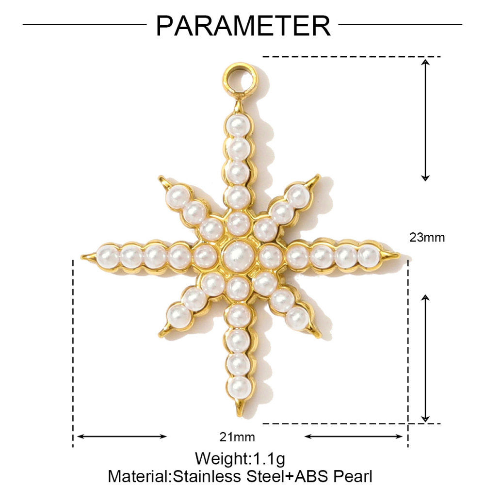 6pcs/pack Retro Stainless Steel Rhinestone Heart Clover Necklace Pendant Sailboat Shell DIY Earring Charm Women Pearl Star Jewelry