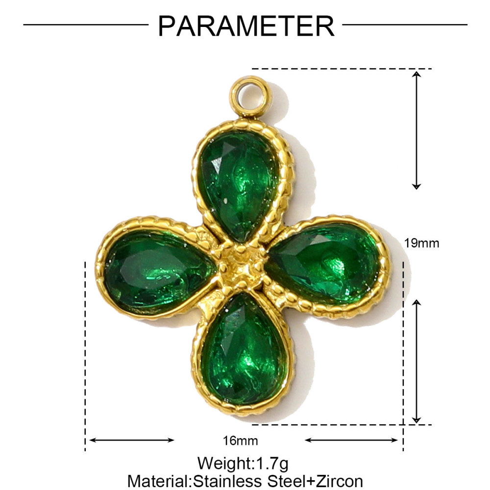 6pcs/pack Retro Stainless Steel Rhinestone Heart Clover Necklace Pendant Sailboat Shell DIY Earring Charm Women Pearl Star Jewelry