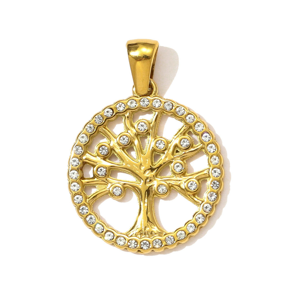 6pcs/pack Rhinestone Life Tree Dolphin Stainless Steel Necklace Pendant Cross Hand DIY Earring Charm Women Oval Stone Jewelry