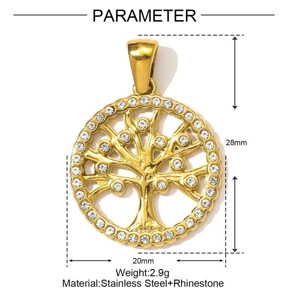 6pcs/pack Rhinestone Life Tree Dolphin Stainless Steel Necklace Pendant Cross Hand DIY Earring Charm Women Oval Stone Jewelry