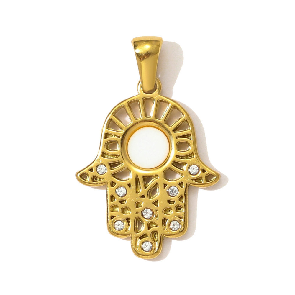 6pcs/pack Rhinestone Life Tree Dolphin Stainless Steel Necklace Pendant Cross Hand DIY Earring Charm Women Oval Stone Jewelry