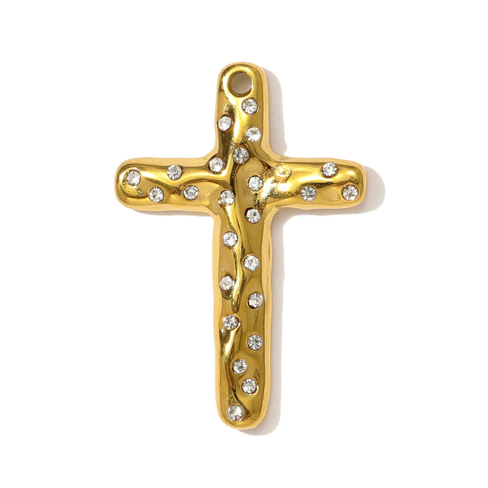 6pcs/pack Rhinestone Life Tree Dolphin Stainless Steel Necklace Pendant Cross Hand DIY Earring Charm Women Oval Stone Jewelry
