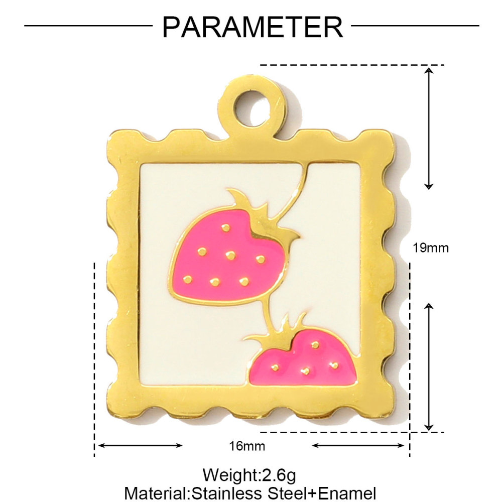 6pcs/pack Stainless Steel Enamel Hand Bag Cherry Necklace Pendants Winebottle Pizza DIY Charms Women Beer Chocolate Jewelry