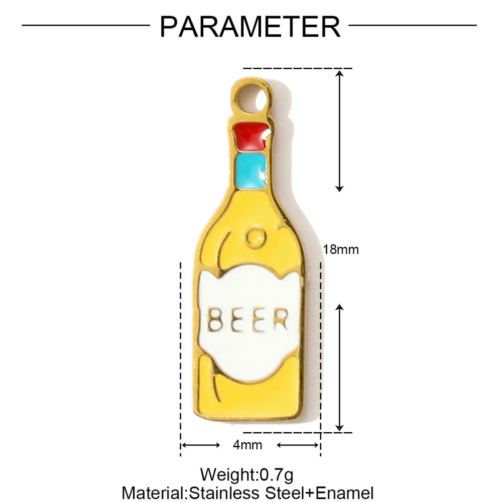 6pcs/pack Stainless Steel Enamel Hand Bag Cherry Necklace Pendants Winebottle Pizza DIY Charms Women Beer Chocolate Jewelry
