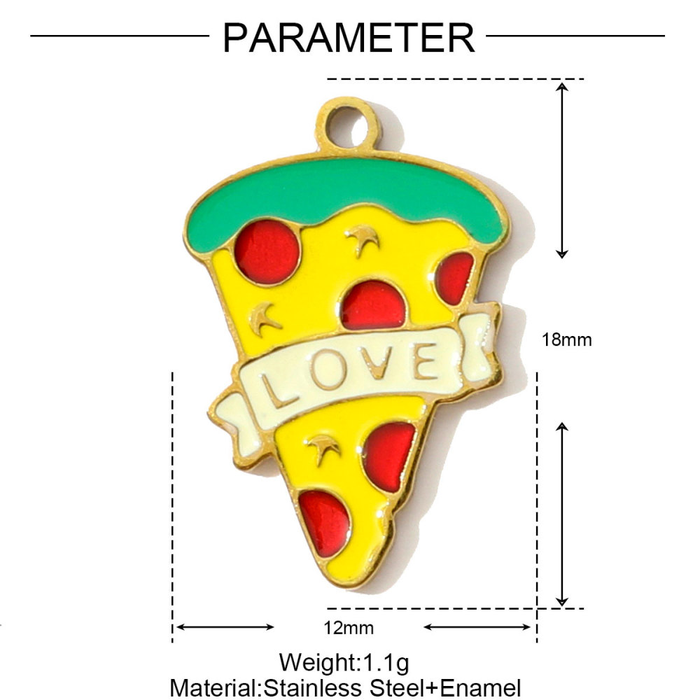 6pcs/pack Stainless Steel Enamel Hand Bag Cherry Necklace Pendants Winebottle Pizza DIY Charms Women Beer Chocolate Jewelry