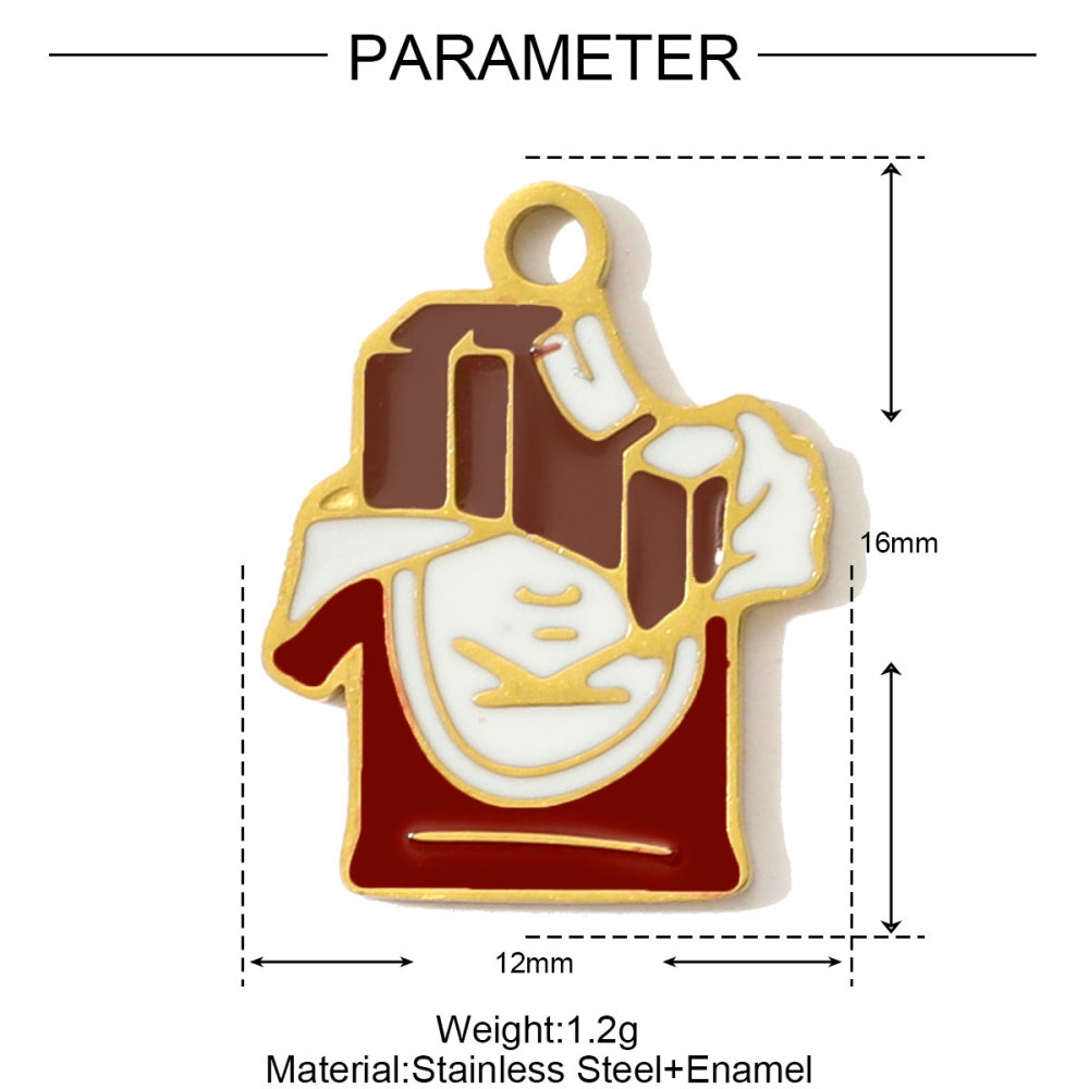 6pcs/pack Stainless Steel Enamel Hand Bag Cherry Necklace Pendants Winebottle Pizza DIY Charms Women Beer Chocolate Jewelry