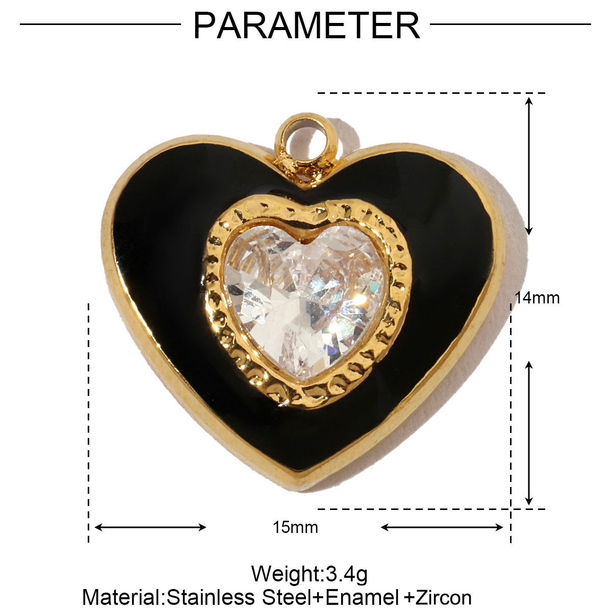 6pcs/pack Stainless Steel Heart Zircon Bear Paw DIY Charm Love Key Star Coffe Cup Pendant Woman Necklace Bracelet Making Jewelry