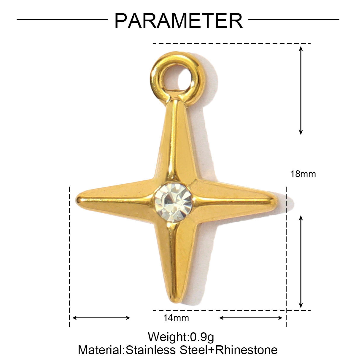 6pcs/pack Stainless Steel Heart Zircon Bear Paw DIY Charm Love Key Star Coffe Cup Pendant Woman Necklace Bracelet Making Jewelry