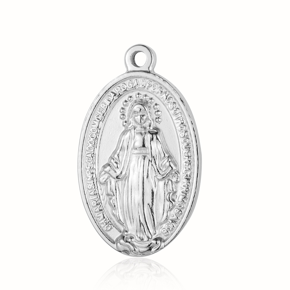6pcs/pack Oval Virgin Mary Stainless Steel DIY Charm Woman Flower Embossed Heart Star Picture Locket Pendant Necklace Jewelry