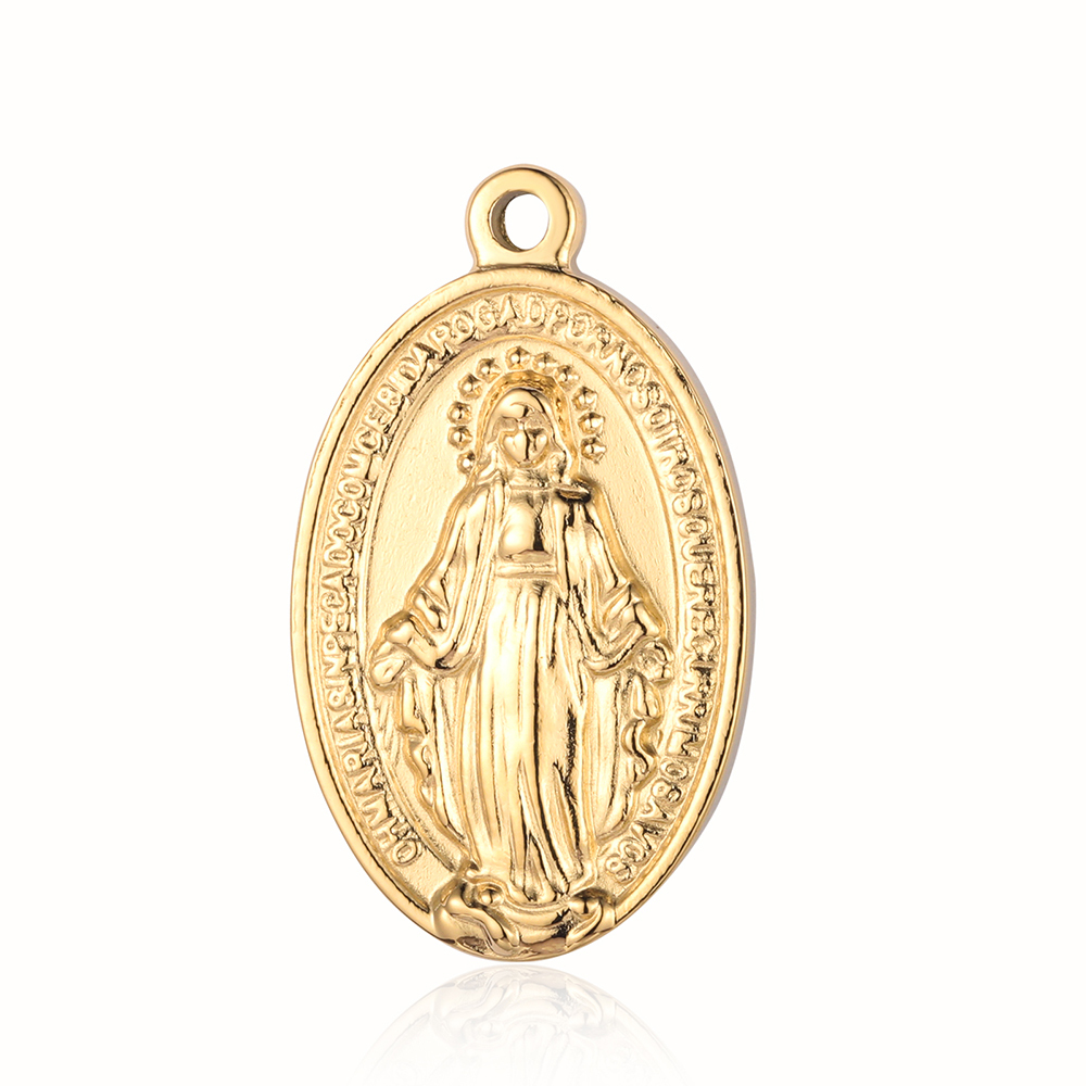 6pcs/pack Oval Virgin Mary Stainless Steel DIY Charm Woman Flower Embossed Heart Star Picture Locket Pendant Necklace Jewelry