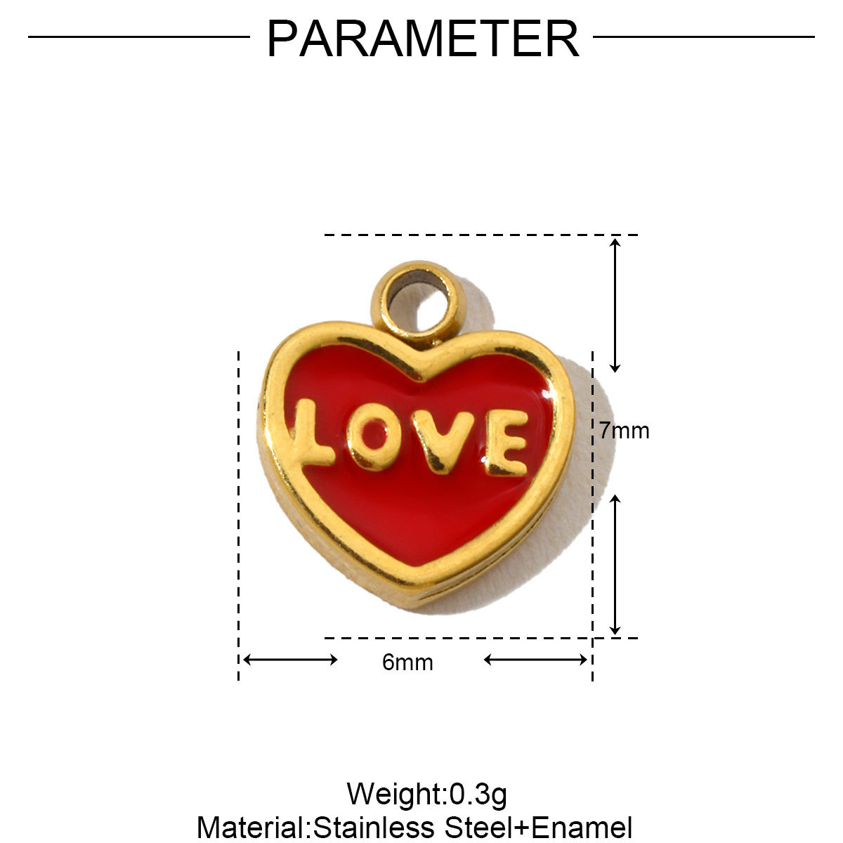 6pcs/pack French Enamel Heart Stainless Steel Bracelet DIY Charms Women Clover Flower Necklace Pendant Angel Cherry Jewelry