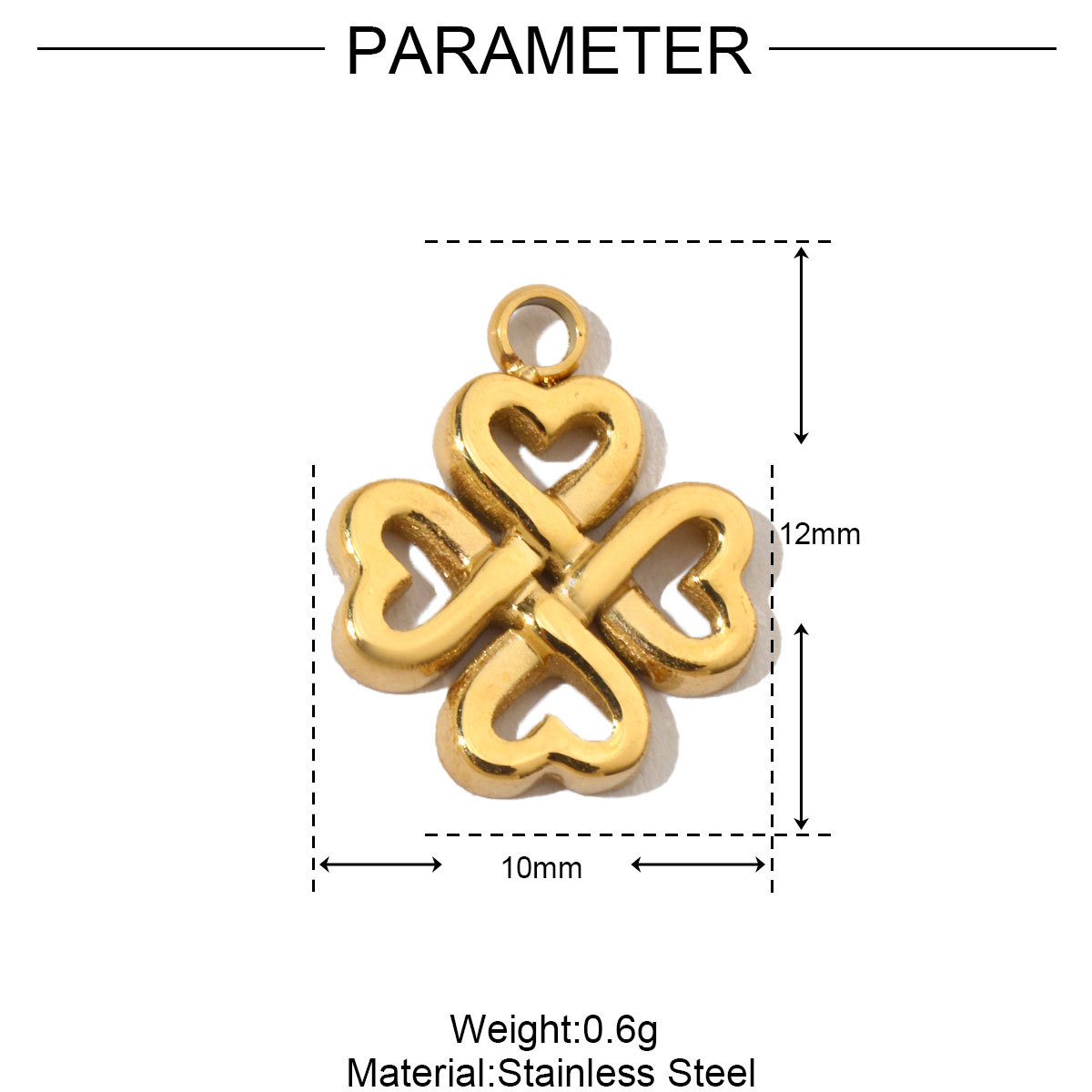 6pcs/pack French Enamel Heart Stainless Steel Bracelet DIY Charms Women Clover Flower Necklace Pendant Angel Cherry Jewelry