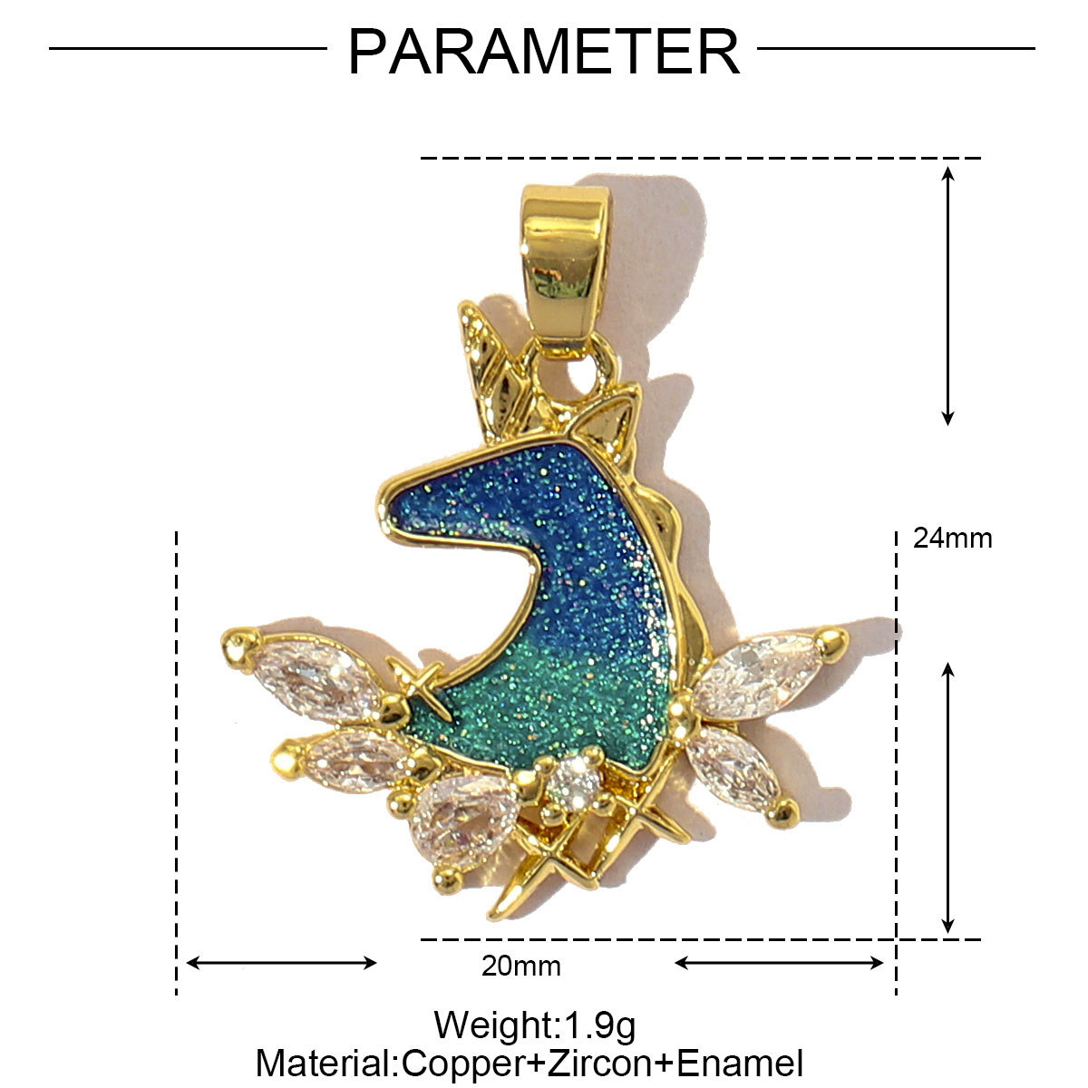 6pcs/pack Luxury Cubic Zircon Horseshoe Cross Pendant Angel Wing Unicorn Turtle Copper CZ Charms For DIY Jewelry Necklace Making