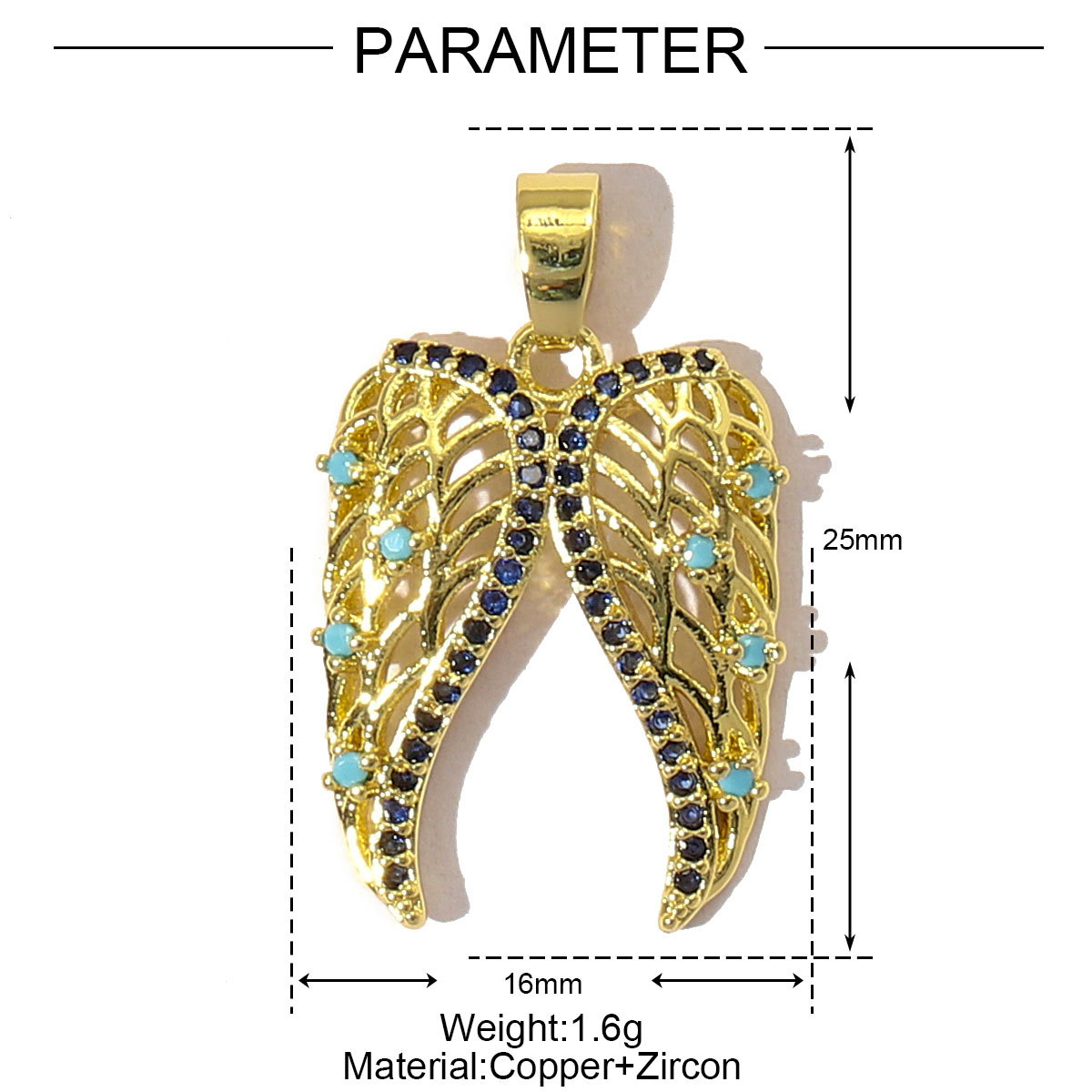 6pcs/pack Luxury Cubic Zircon Horseshoe Cross Pendant Angel Wing Unicorn Turtle Copper CZ Charms For DIY Jewelry Necklace Making